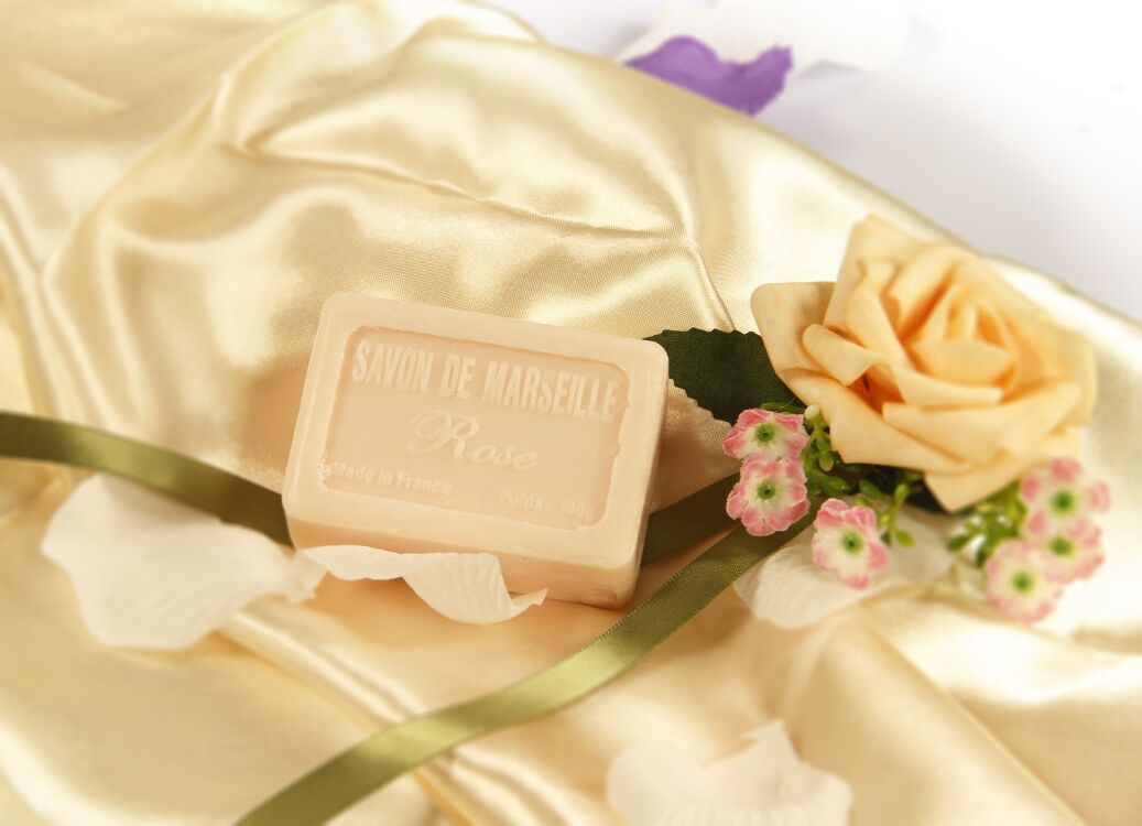 法国进口马赛香皂100g带外盒(玫瑰味)